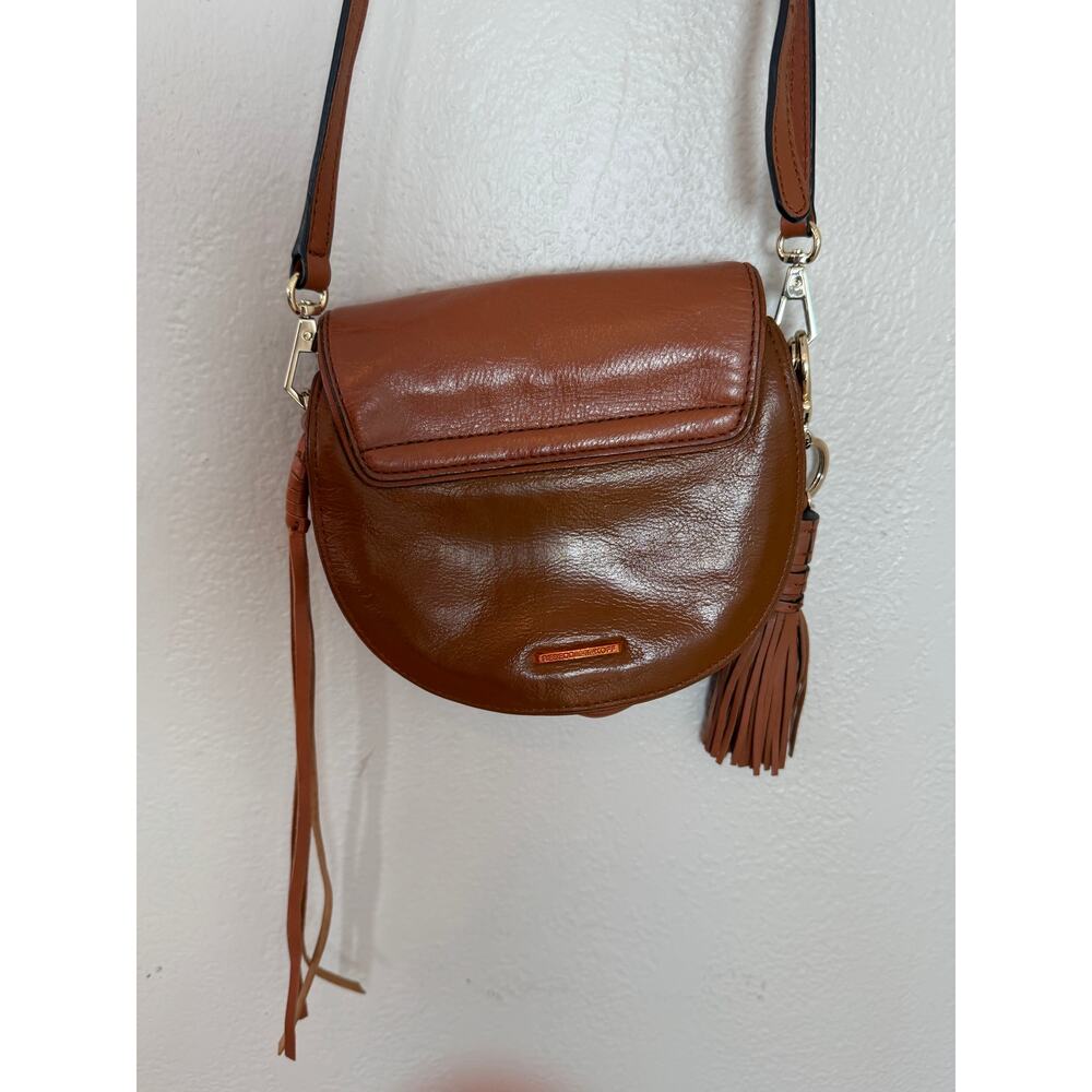 Rebecca Minkoff Brown Leather‎ Small Crossbody Bag Fringed Zipper Purse - Picture 6 of 10